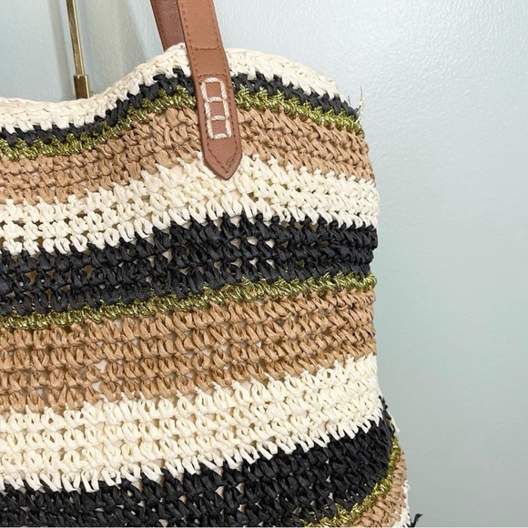 INC International Concepts Crochet Striped Shoulder Tote Bag Tropical Beach - Picture 7 of 12